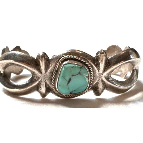 Navajo vintage turquoisesand cast Cuff Bracelet
